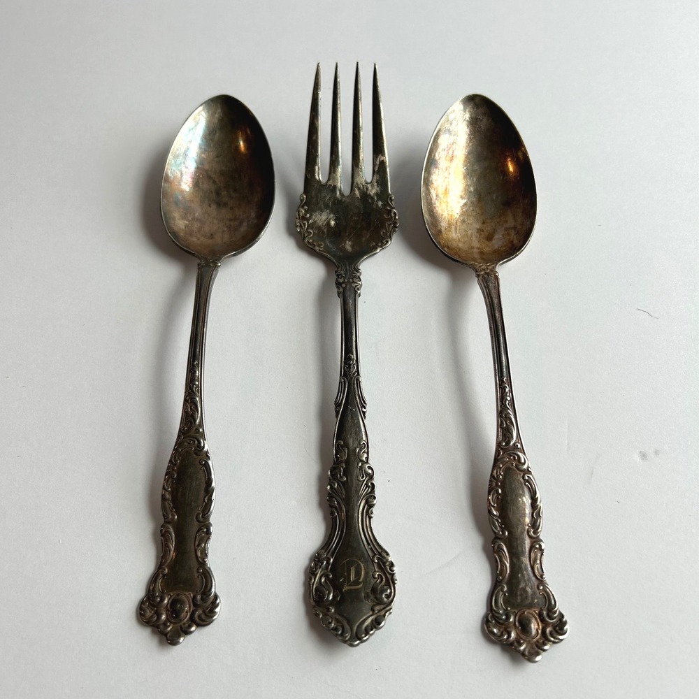 Wm Rogers & Son Flatware Lot Silver Silverplate Victorian Serving Spoon Fork Mon
